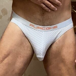 Jockstrap, white, mesh, fits like medium.